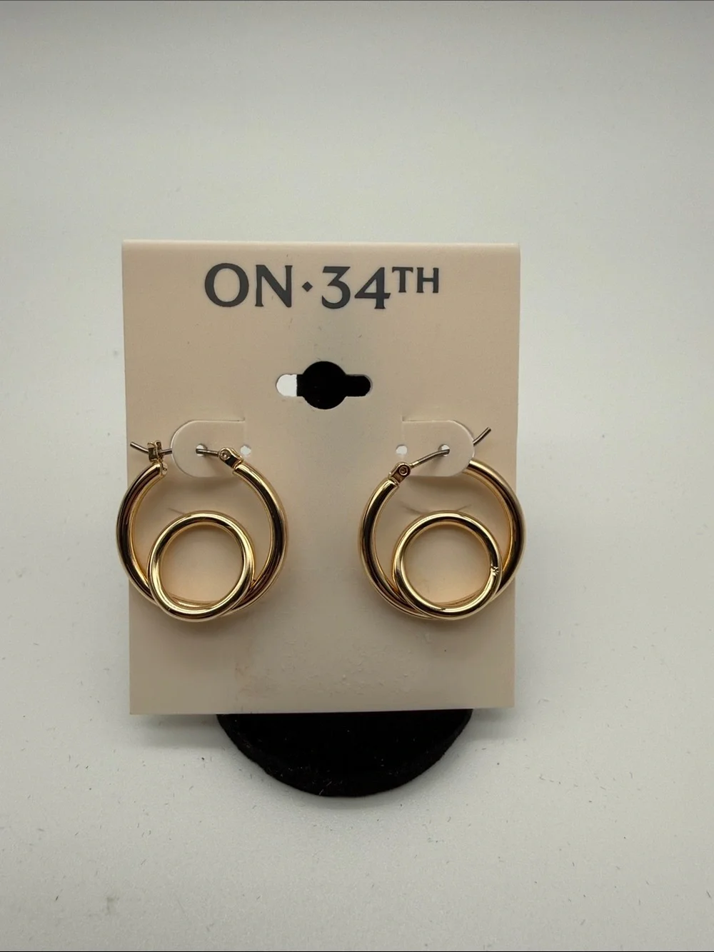 ON·34TH Gold Interlock Hoop Earrings